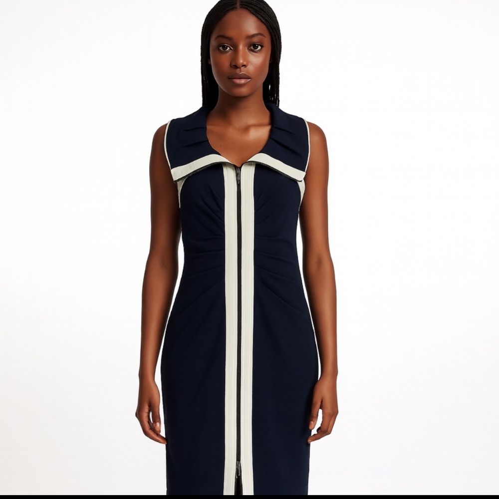 Joseph‎ Ridkoff Navy and White dress size 8